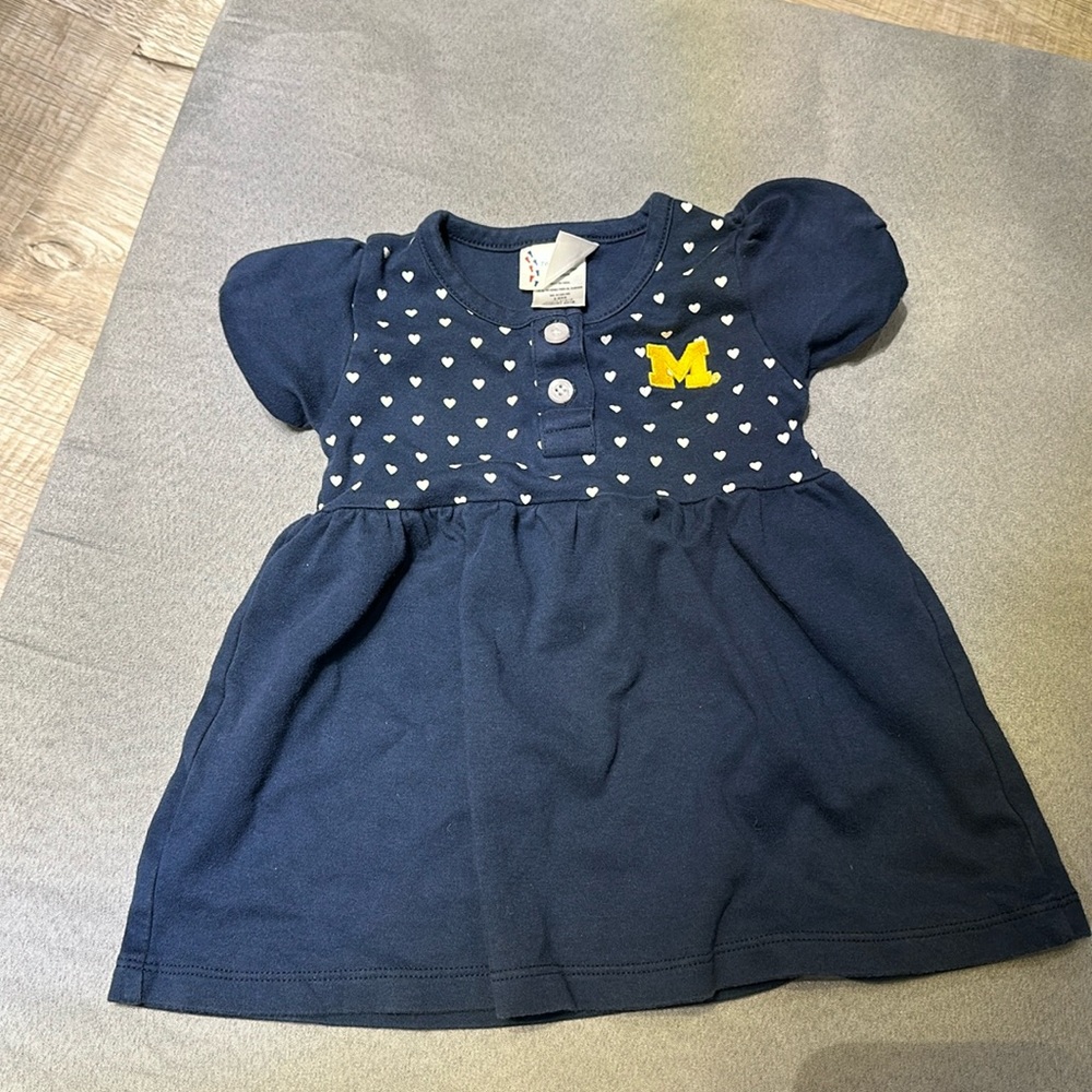 Michigan wolverines navy blue baby dress 12 months